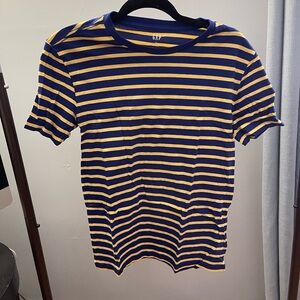 GAP Navy and Yellow Striped Tee